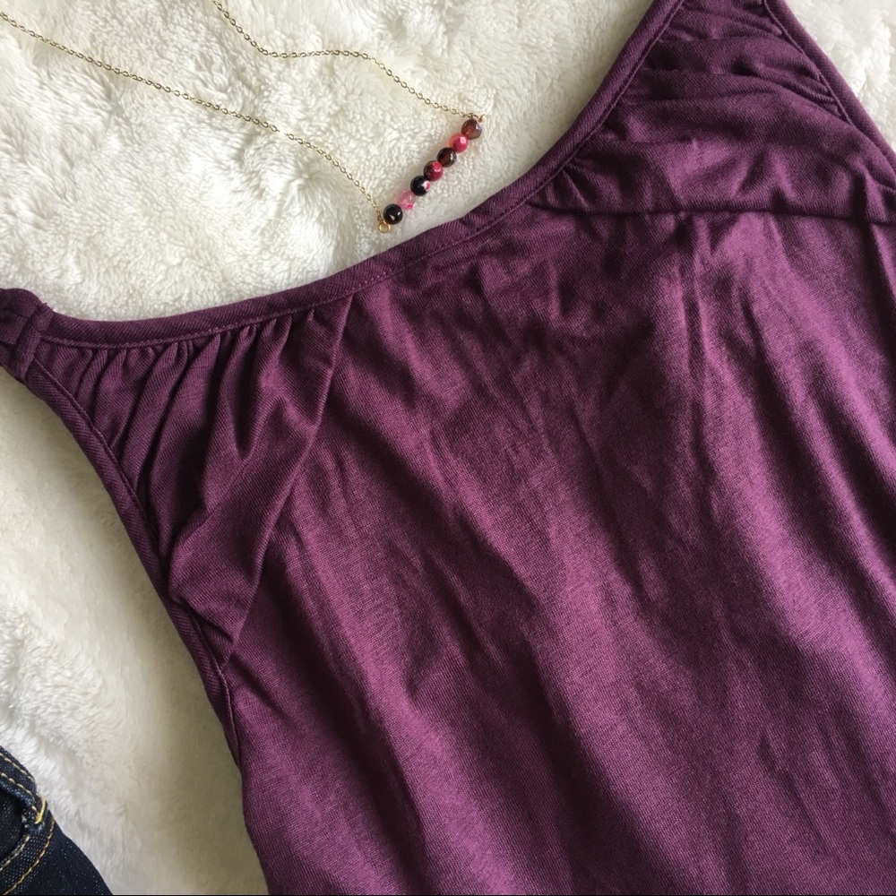 Gold Sequin Embellished Gypsy Collar Purple Tank - Picture 4 of 8